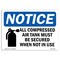Signmission OSHA Notice, 5" Height, NOTICE Compressed Air Tanks Must Be Secured Sign, 7" X 5", Landscape OS-NS-D-57-L-15358 - alternate 1